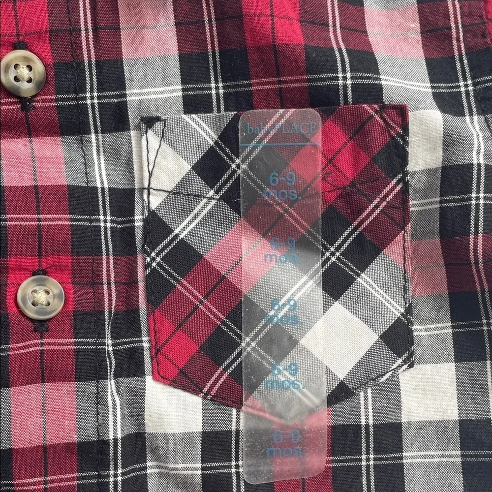 The Children's Place Red and Black Plaid Button Down Shirt